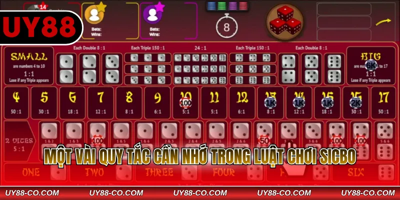Một vài quy tắc cần nhớ trong luật chơi Sicbo